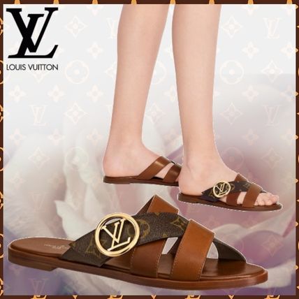 Louis Vuitton MONOGRAM Monogram Open Toe Platform Blended Fabrics Bi color Plain 