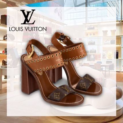 Louis Vuitton 2020 SS Monogram Open Toe Bi color Leather Logo Sandals 1A642I 