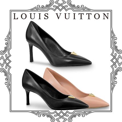 Louis Vuitton V 2018 19AW Plain Leather Pin Heels With Jewels Elegant