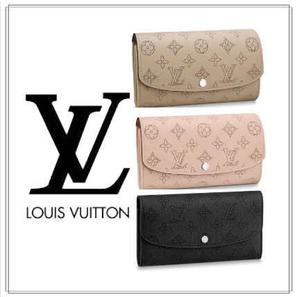 Louis Vuitton MAHINA 2020 SS Monogram Leather Folding Wallet Logo Long Wallets 