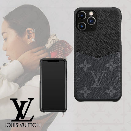 Louis Vuitton MONOGRAM Unisex Leather Logo iPhone 11 Pro Smart Phone Cases 