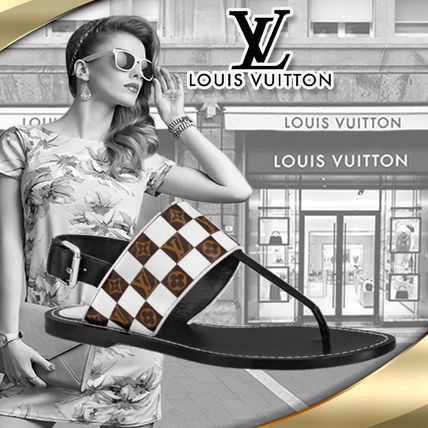 Louis Vuitton DAMIER 2020 SS Monogram Casual Style Leather Sandals 1A67CA 