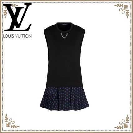 Louis Vuitton Short Dots Casual Style Silk Sleeveless Chain Plain Cotton 1A83NT 