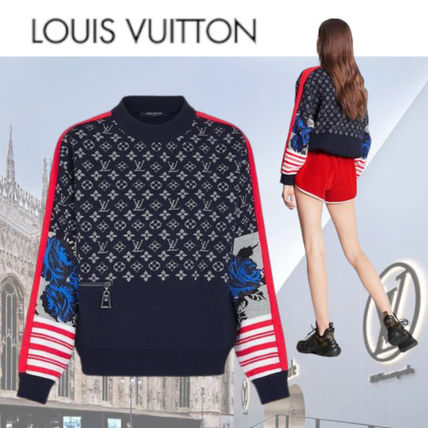 Louis Vuitton MONOGRAM 2020 21AW Crew Neck Short Monogram Wool Cashmere Nylon Blended Fabrics 1A83IR 