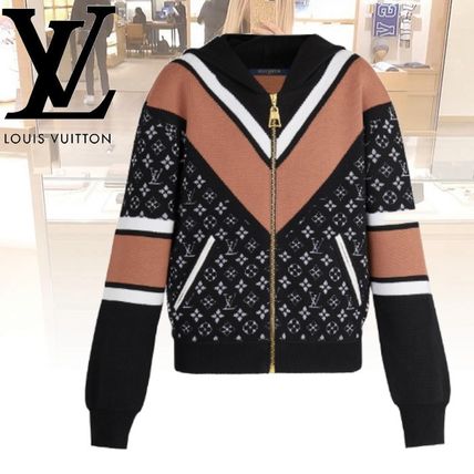 Louis Vuitton 2019 20AW Monogram Wool Cashmere Nylon Long Sleeves Logo Cashmere 1A61LZ 