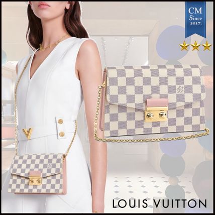 Louis Vuitton DAMIER AZUR 2020 SS Canvas 2WAY Chain Leather Crossbody Logo Shoulder Bags 