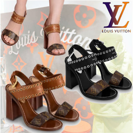 Louis Vuitton Monogram Casual Style Plain Leather Block Heels 1A6425 1A642K 