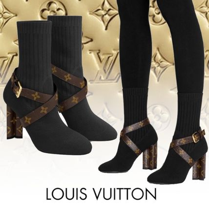 Louis Vuitton MONOGRAM 2020 SS Monogram Block Heels Elegant Style Chunky Heels 1A66FA 