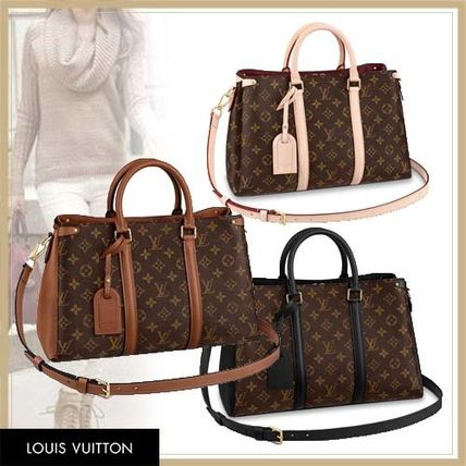 Louis Vuitton Monogram Blended Fabrics A4 2WAY Leather Office Style Totes 