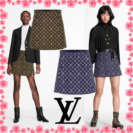 Louis Vuitton 2020 21AW Short Wool Silk Logo Mini Skirts 
