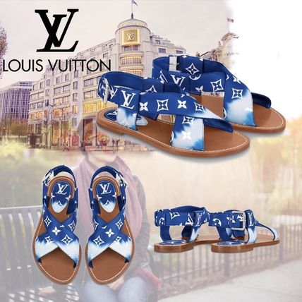 Louis Vuitton MONOGRAM 2020 SS Leather Logo Sandals 1A7TPZ 