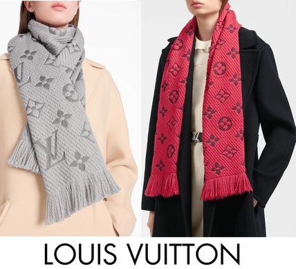 Louis Vuitton 2019 20AW Monogram Unisex Logo Knit  Fur Scarves 