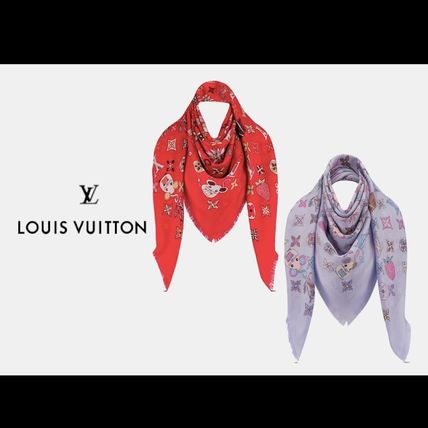 Louis Vuitton MONOGRAM 2020 SS Monogram Wool Silk Fringes Knit  Fur Scarves 