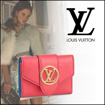 Louis Vuitton Plain Leather Folding Wallet Logo Folding Wallets M69177 