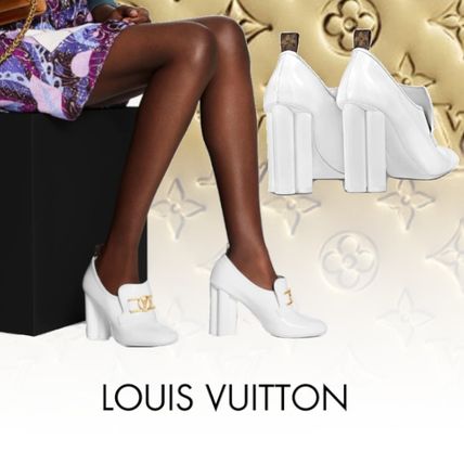 Louis Vuitton 2020 SS Leather Block Heels Party Style Elegant Style Chunky Heels 1A7U0N 