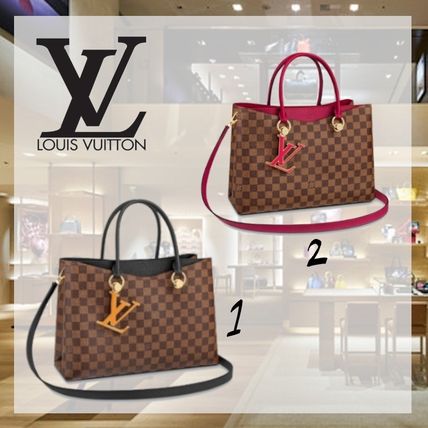 Louis Vuitton Other Plaid Patterns Canvas Leather Elegant Style Logo Totes 