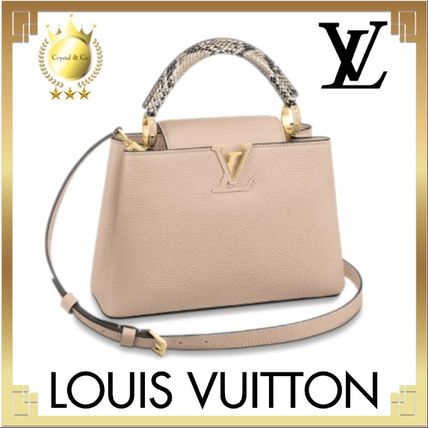 Louis Vuitton CAPUCINES 2020 SS Flower Patterns Casual Style Calfskin 2WAY Plain Leather 