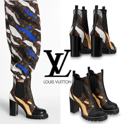 Louis Vuitton MONOGRAM Monogram Casual Style Block Heels High Heel Boots 1A7VIU 