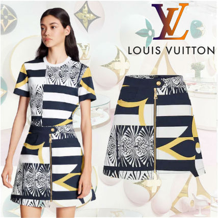Louis Vuitton Flared Skirts Short Cotton Logo Mini Skirts 