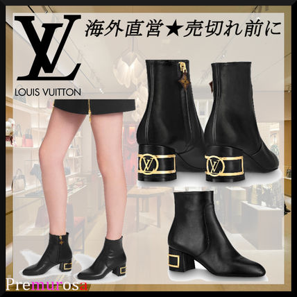 Louis Vuitton Casual Style Plain Leather Block Heels Elegant