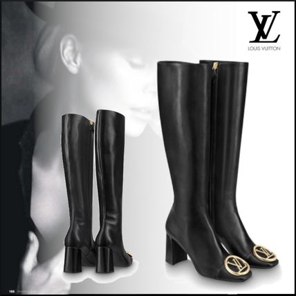 Louis Vuitton Casual Style Plain Leather Block Heels Party Style 1A5LS5 