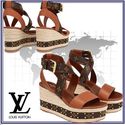 Louis Vuitton 2020 SS Monogram Open Toe Casual Style Leather Elegant Style 