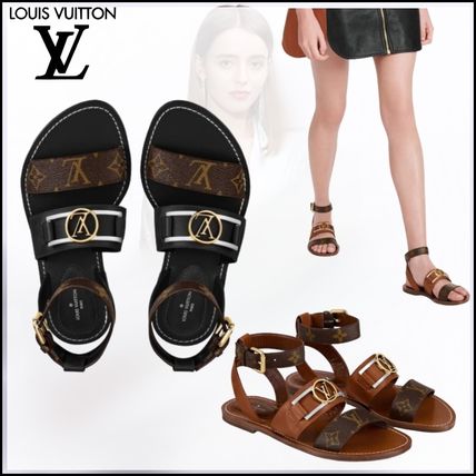 Louis Vuitton MONOGRAM 2020 SS Monogram Casual Style Plain Leather Logo Heeled Sandals 1A677Z 