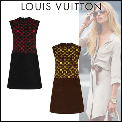Louis Vuitton MONOGRAM 2020 21AW Monogram Wool Silk Nylon Sleeveless U Neck Cotton Dresses 1A837N 1A837U 