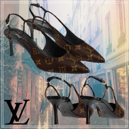 Louis Vuitton 2020 SS Monogram Casual Style Blended Fabrics Leather Pin Heels 1A5NTI 