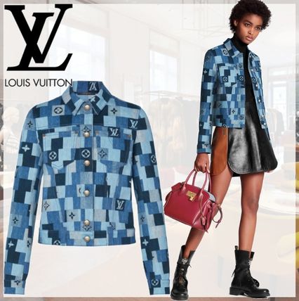 Louis Vuitton MONOGRAM Monogram Casual Style Denim Medium Denim Jackets Logo 
