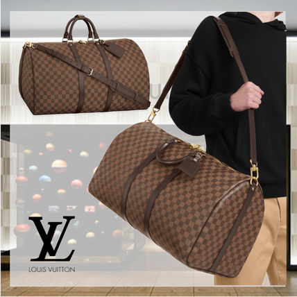 Louis Vuitton DAMIER Monogram Canvas 2WAY Leather Logo Boston  Duffles N41414 