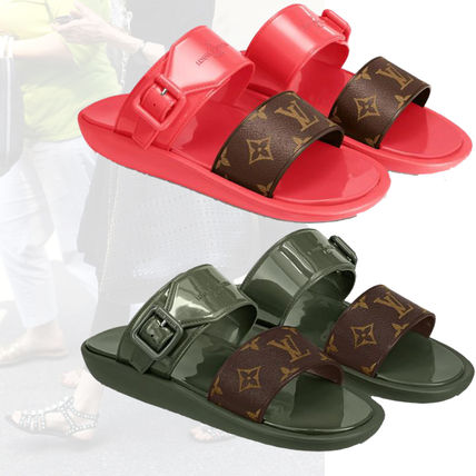 Louis Vuitton 2020 SS Open Toe Rubber Sole Plain Flip Flops Logo Flat Sandals 