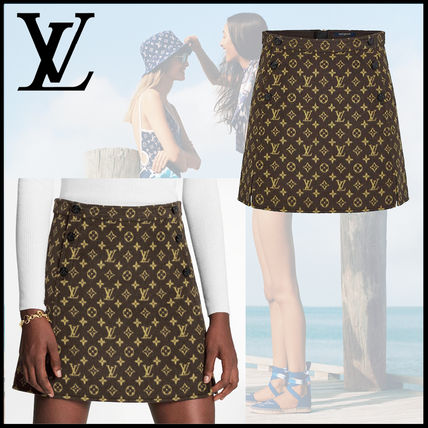 Louis Vuitton MONOGRAM Short Monogram Silk Mini Skirts 1A82H6 