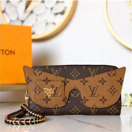 Louis Vuitton MONOGRAM Monogram Faux Fur Chain Leather Folding Wallet Long Wallet 