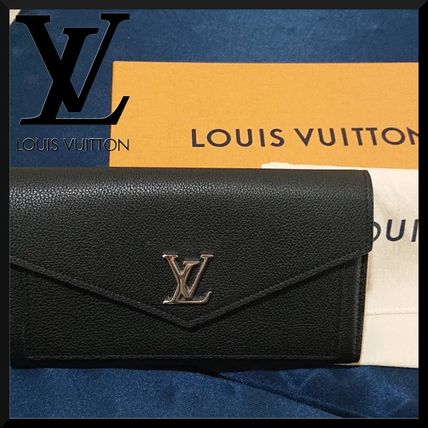 Louis Vuitton Plain Leather Logo Long Wallets M62530 