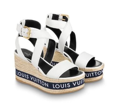 Louis Vuitton MONOGRAM 2020 SS Open Toe Blended Fabrics Plain Leather Block Heels 