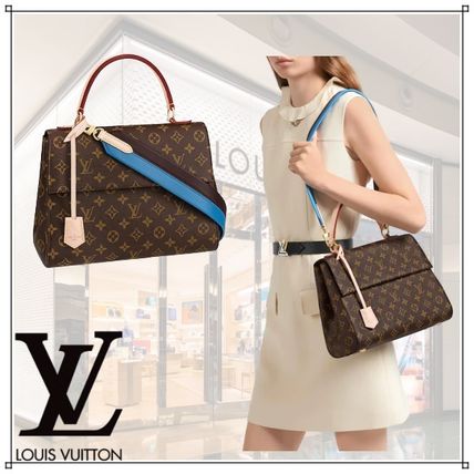 Louis Vuitton 2WAY Plain Leather Crossbody Logo Handbags M42735 