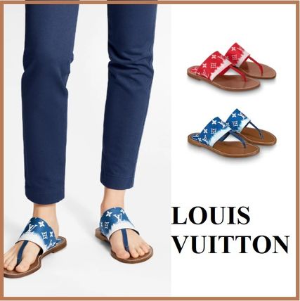 Louis Vuitton 2020 SS Open Toe Casual Style Tie dye Leather Logo Sandals 1A7TRJ 1A7TR4 