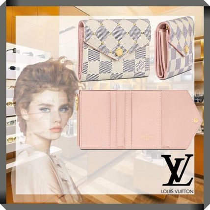 Louis Vuitton DAMIER AZUR 2020 SS Monogram Leather Folding Wallet Logo Folding Wallets N60251 