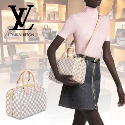 Louis Vuitton DAMIER AZUR Other Plaid Patterns Casual Style Canvas 2WAY Leather N41374 