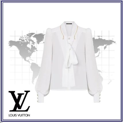 Louis Vuitton 2020 SS Silk Blended Fabrics Long Sleeves Plain Elegant Style Logo 