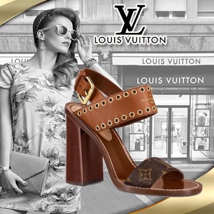 Louis Vuitton MONOGRAM 2020 SS Monogram Casual Style Leather Block Heels Party Style 1A642K 