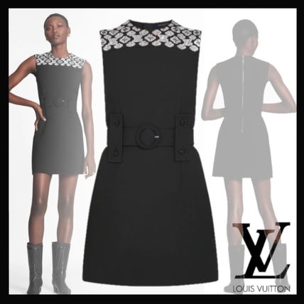 Louis Vuitton 2020 21AW Crew Neck Short Tight Wool Silk Sleeveless Plain Party Style A82UC 