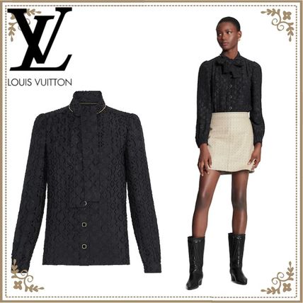 Louis Vuitton Short Silk Long Sleeves Plain Elegant Style Cropped 1A8438 