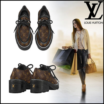 Louis Vuitton Monogram Plain Toe Rubber Sole Casual Style Blended Fabrics