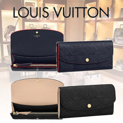 Louis Vuitton PORTEFEUILLE EMILIE 2019 SS Monogram Unisex Bi color Plain Leather Logo Long Wallets M62369 M69417 