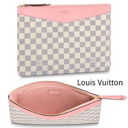 Louis Vuitton DAMIER AZUR 2020 Cruise Casual Style A4 Leather Elegant Style Logo Clutches N60260 