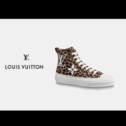 Louis Vuitton Leopard Patterns Rubber Sole Casual Style Low Top Sneakers 