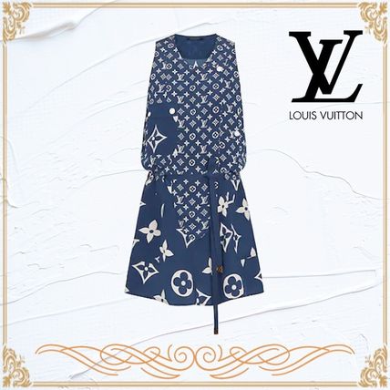 Louis Vuitton MONOGRAM 2020 21AW Short Dungarees Monogram Silk Sleeveless Medium Logo Dresses 1A7SEM 