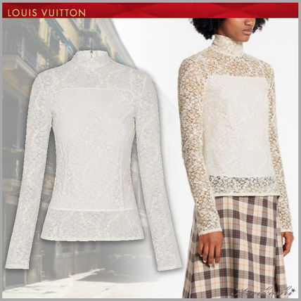 Louis Vuitton 2019 SS Flower Patterns Lace up Long Sleeves Medium Lace 